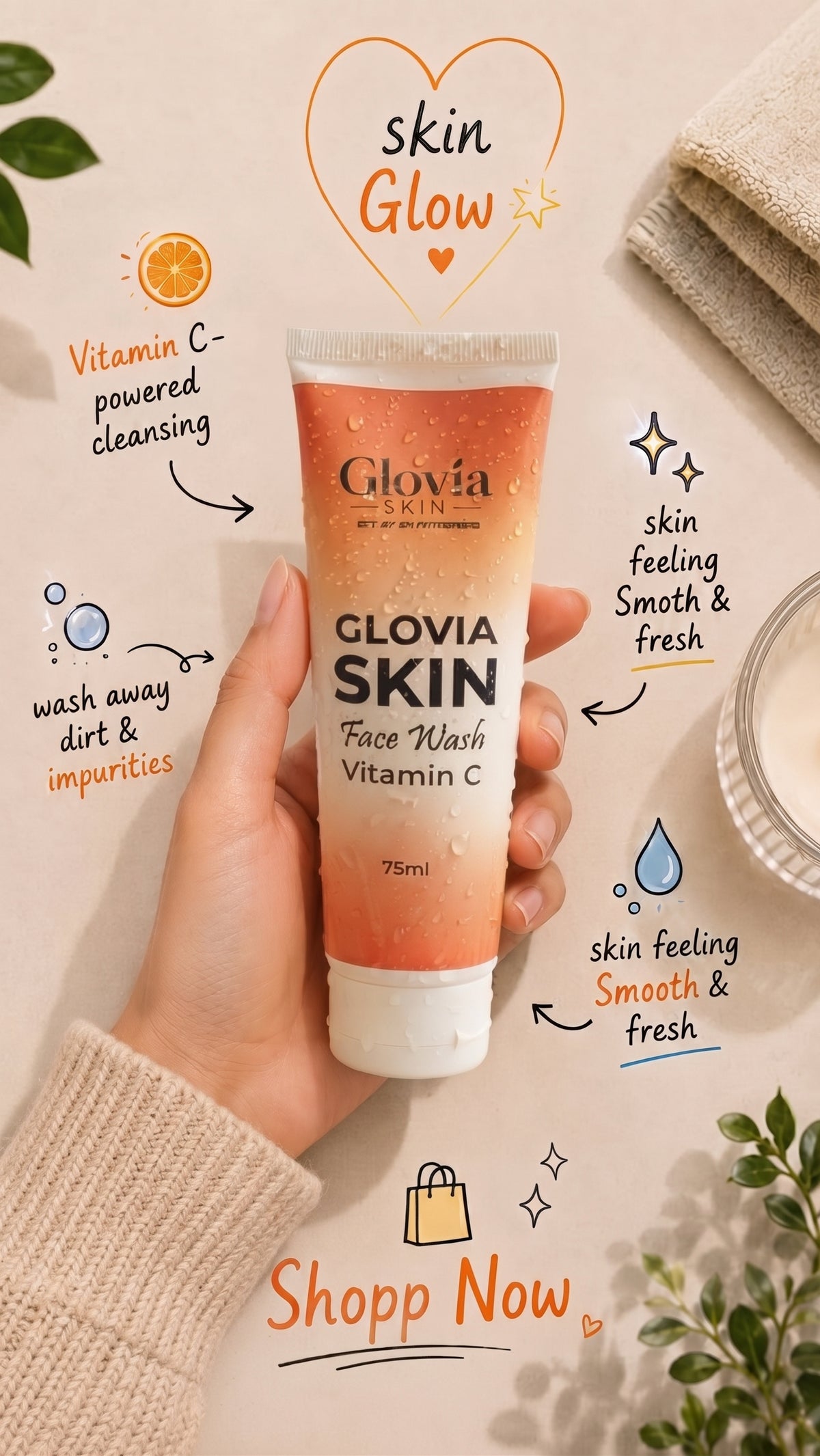 Glovia Skin Face Wash – Vitamin C (75ml)