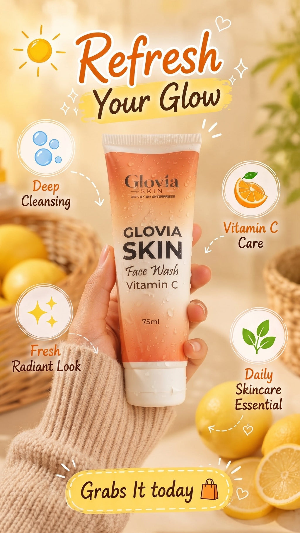 Glovia Skin Face Wash – Vitamin C (75ml)
